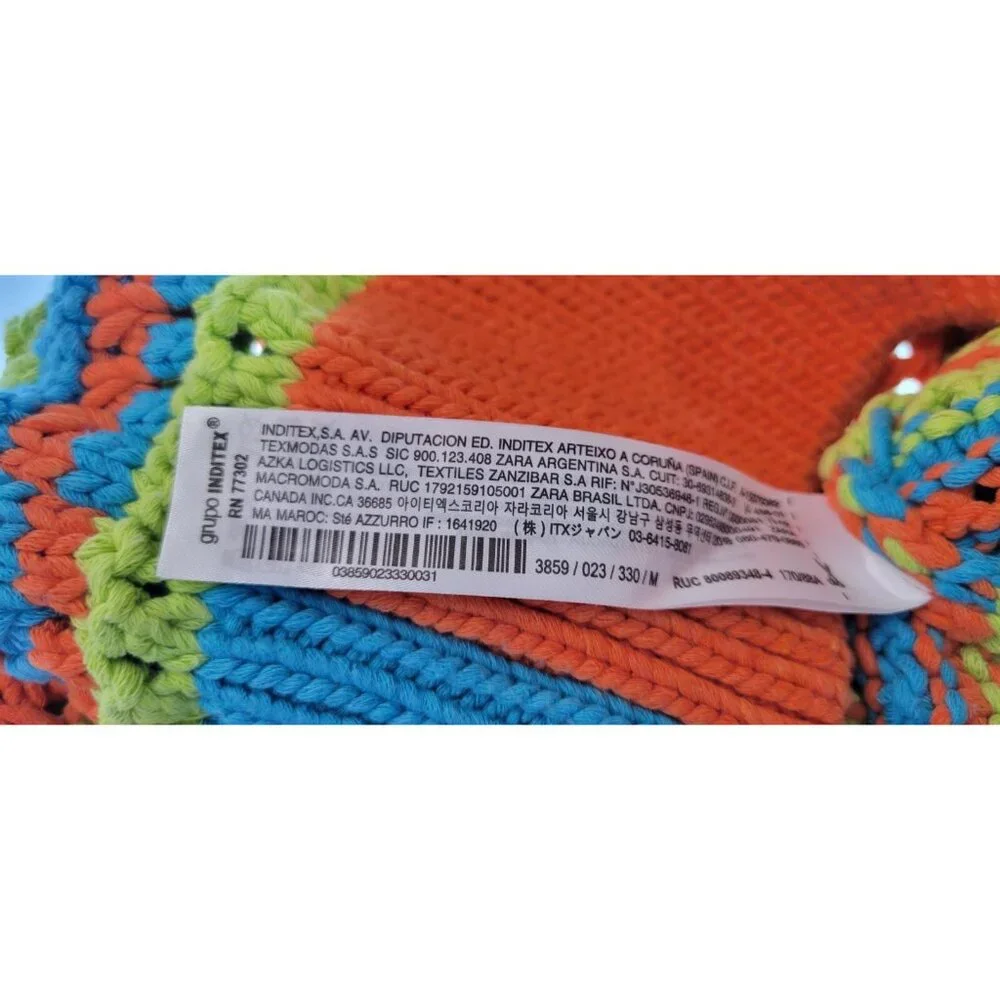 ZARA WOMEN COLORBLOCK VEST TEXTURI SZ MEDIUM COLOR ORANGE/GREEN CROPED - Picture 6 of 10